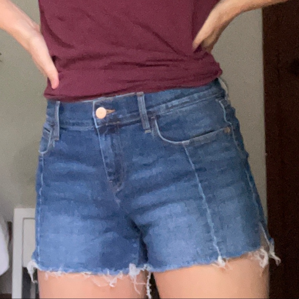 Cut-off denim shorts